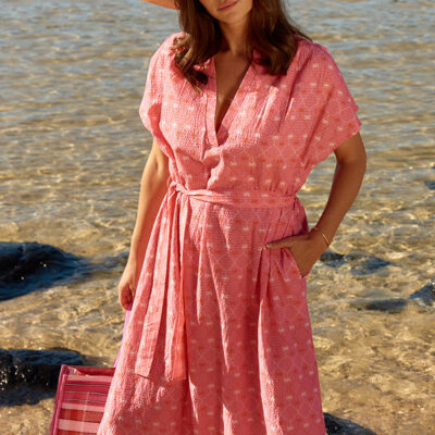 Itami Jonson Capped Sleeve Midi Almera Pink