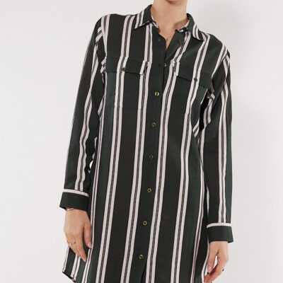Itami Marseille Shirtdress Black Stripe