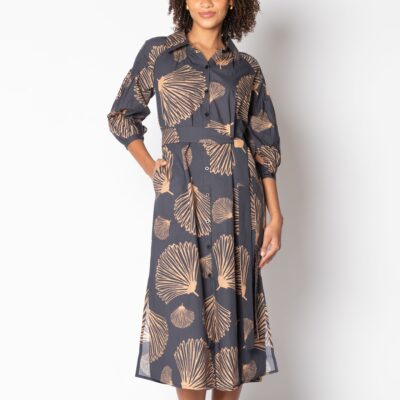 Itami Moussi LS Button Dress Charcoal
