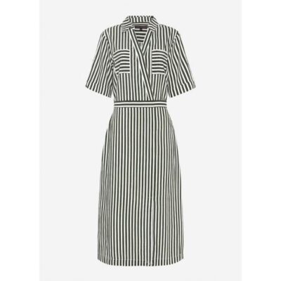 David Lawrence Cerys Stripe Wrap Dress