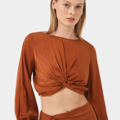 FORCAST Zyana Knotted Front Top