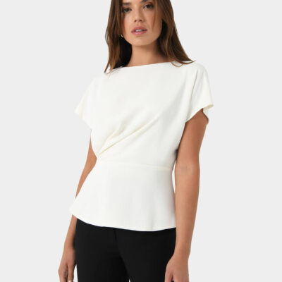 FORCAST Bonnie Gathered Peplum Top
