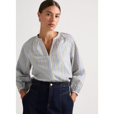 David Lawrence Kairi Striped Cotton Blouse