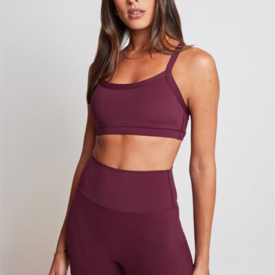 Leelo Active Sculpt Cross Back Crop Cherry Cola