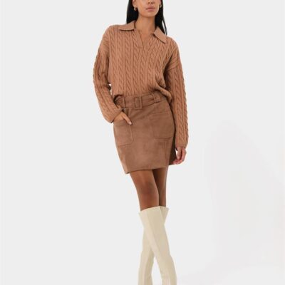 FORCAST Julie Faux Suede Mini Skirt