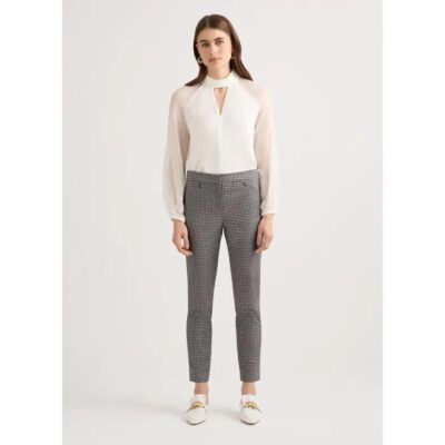 David Lawrence Sarah Dogtooth Cotton Pant
