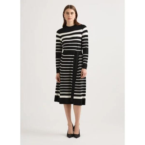 David Lawrence Cira Striped Merino Dress