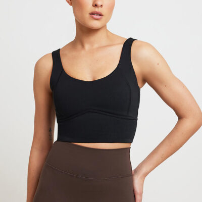 Leelo Active Luxe Longline Crop Black