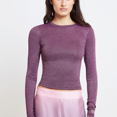 Muma World MW x SR Metallic Ribbed Long Sleeve Top Purp/Rose