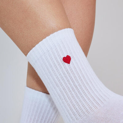 Stylerunner Icon Half Crew Sock White / Red Heart