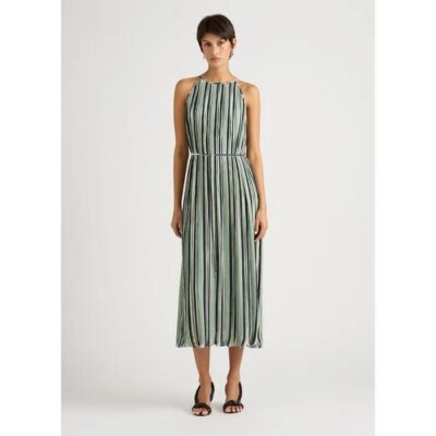 David Lawrence Evelina Stripe Pleat Dress