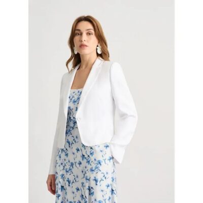 David Lawrence Edgar Linen Blend Crop Jacket