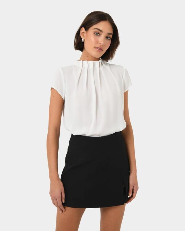 FORCAST Olivia Pleated High Neck Top