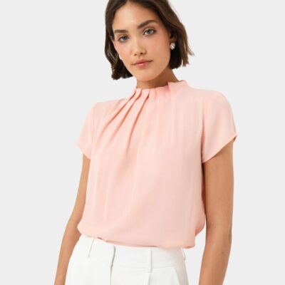 FORCAST Olivia Pleated High Neck Top
