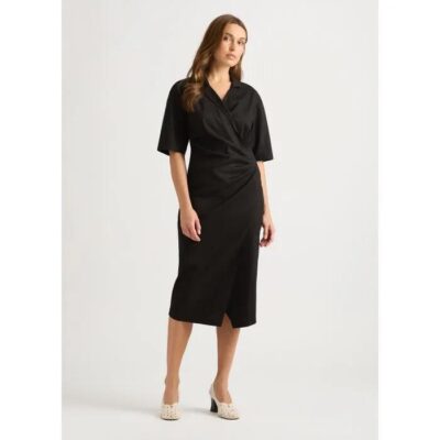 David Lawrence Amorette Linen Wrap Dress