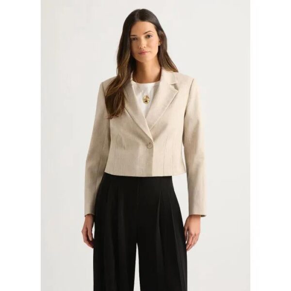 David Lawrence Liesel Cropped Linen Blend Jacket