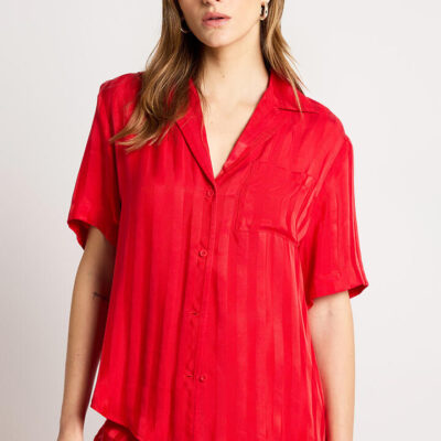 Ode Remi Short Sleeve Shirt Red Stripe
