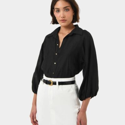 FORCAST Giulia Gold Button Blouse