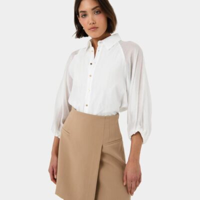 FORCAST Giulia Gold Button Blouse