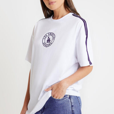 Majestic Oversized Striped Tee Optic White/Navy