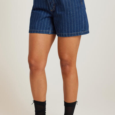 Ode Lidia Pinstripe Short Pinstripe Denim