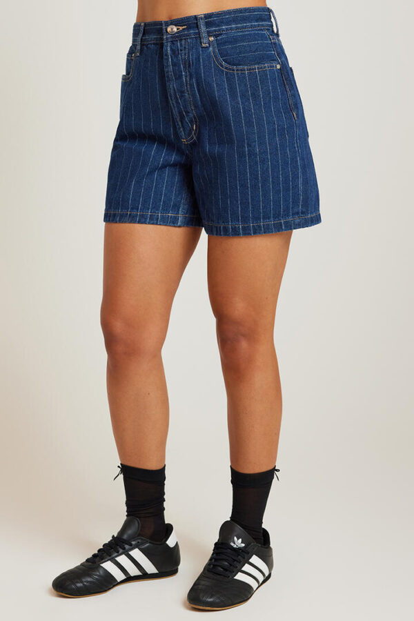 Ode Lidia Pinstripe Short Pinstripe Denim