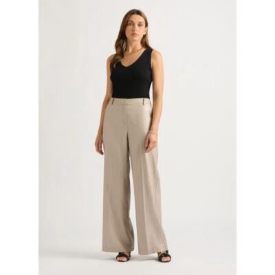 David Lawrence Freida Foiled Linen Wide Leg Pant