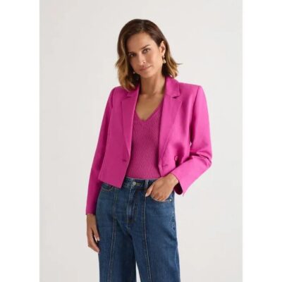 David Lawrence Lennie Linen Blend Crop Jacket