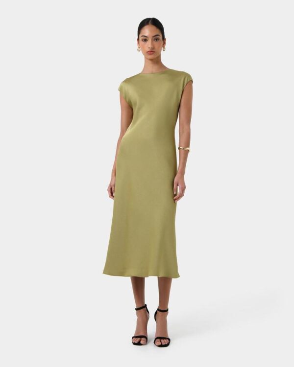 FORCAST Dulce Satin Midi Dress