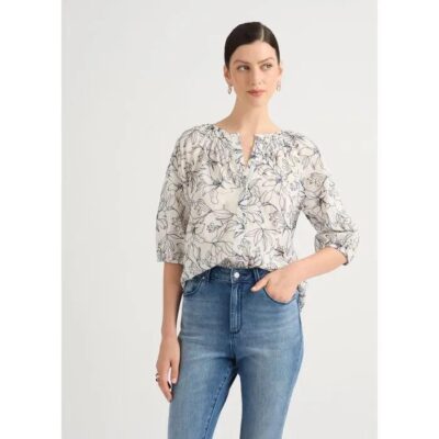 David Lawrence Franca Floral Embroidered Cotton Blouse