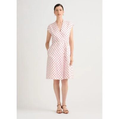 David Lawrence Kali Linen Printed Short Sleeve Midi Dress