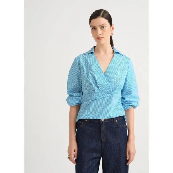 David Lawrence Carson Stripe Wrap Blouse