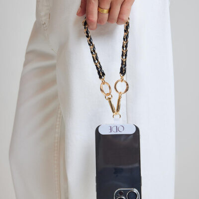 Ode Black and Gold Phone Wrist Strap