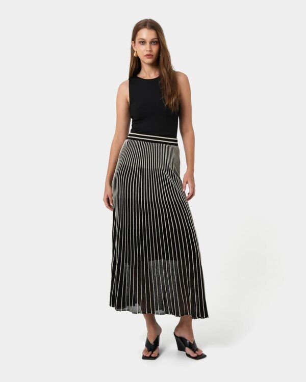FORCAST Lucy Pleat Knit Midi Skirt