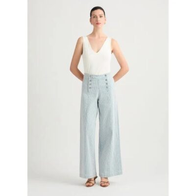 David Lawrence Khai Stripe Wide Leg Jean
