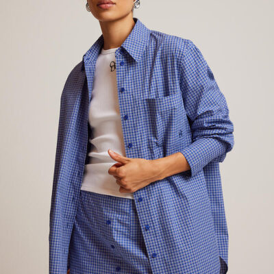 Ode Aubrey Shirt Cobalt Check