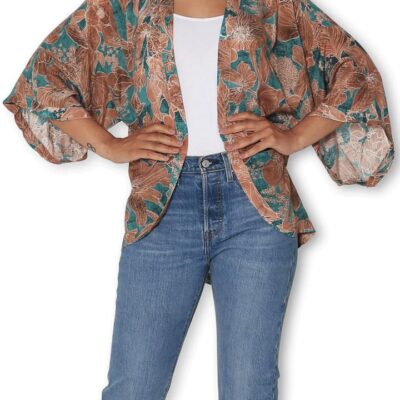 THE ARTISTS LABEL ORCHID INK SILK KIMONO
