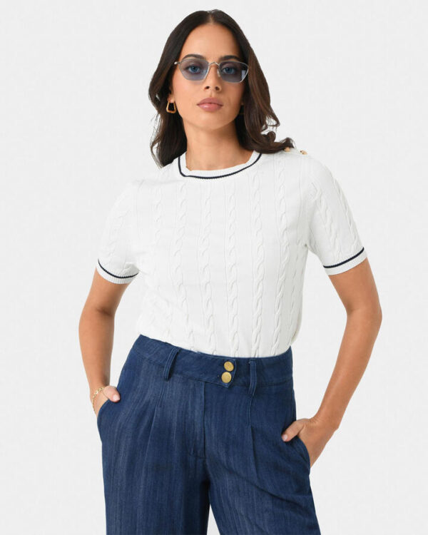 FORCAST Harvey Cable Knit Top