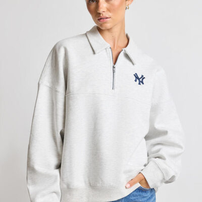 Majestic Yankees Half Zip Crew Silver Marl Bros