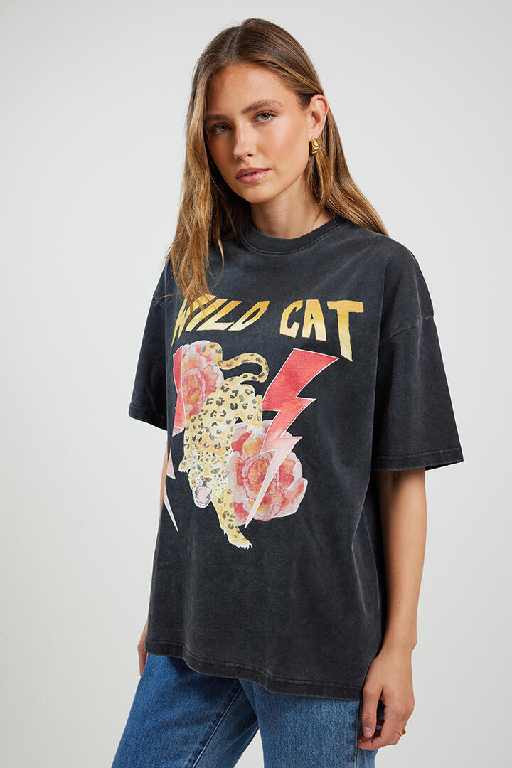 Maku The Label Wild Cat Tee Black - Miss Nelly