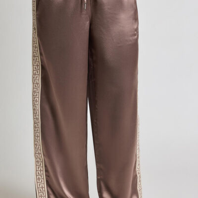 Something Very Special Geo Satin Vaycay Pant Dark Taupe