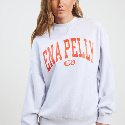 Ena Pelly Collegiate Sweatshirt White Marl