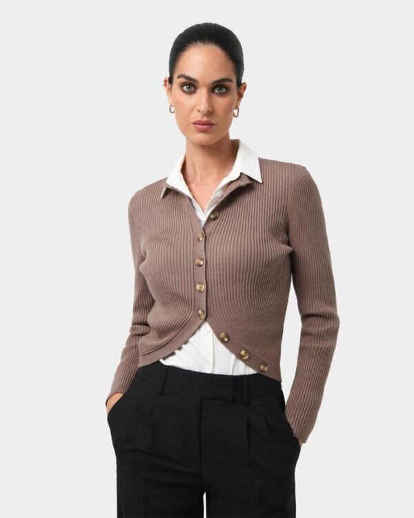 FORCAST Abaya Button Crop Knit