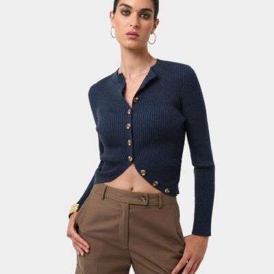 FORCAST Abaya Button Crop Knit