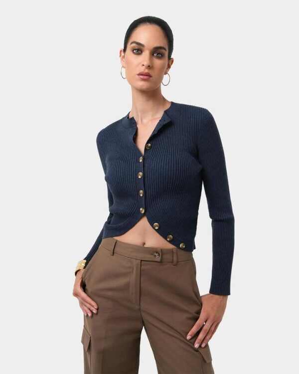 FORCAST Abaya Button Crop Knit