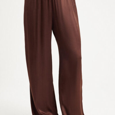 Ode Kele Satin Wide Leg Pant Bark