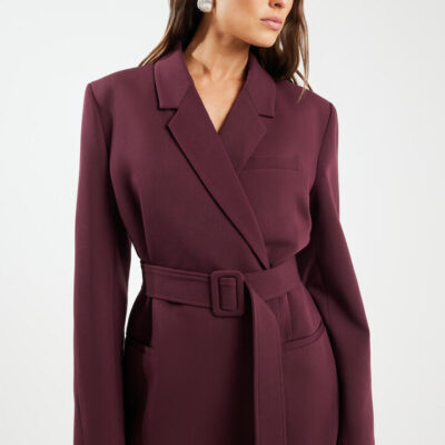Ode Arden Double Breasted Wrap Blazer Dark Cherry