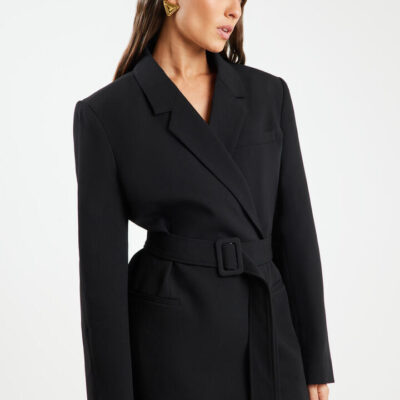 Ode Arden Double Breasted Wrap Blazer Onyx