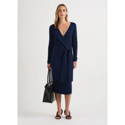 David Lawrence Malikha Merino Wrap Dress