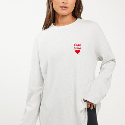 Stylerunner Blair Heart Long Sleeve Tee Light Grey Marle